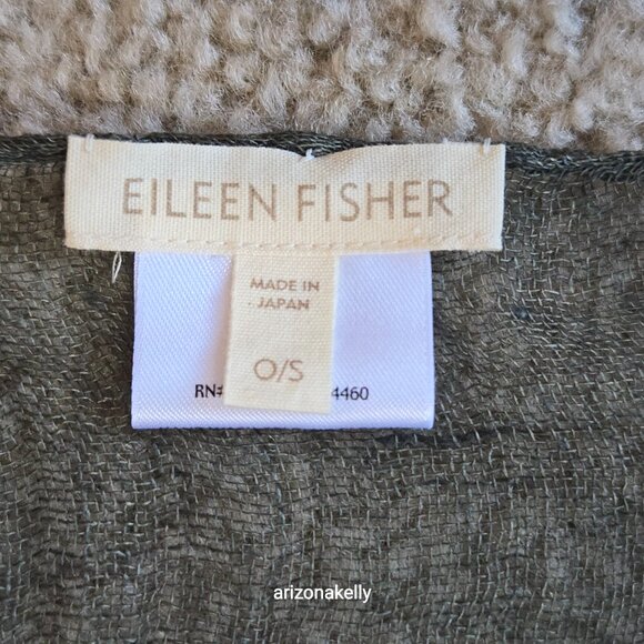 Eileen Fisher Linen Scarf Gradient Ombre Bluish Green to Brownish Green - Picture 2 of 9